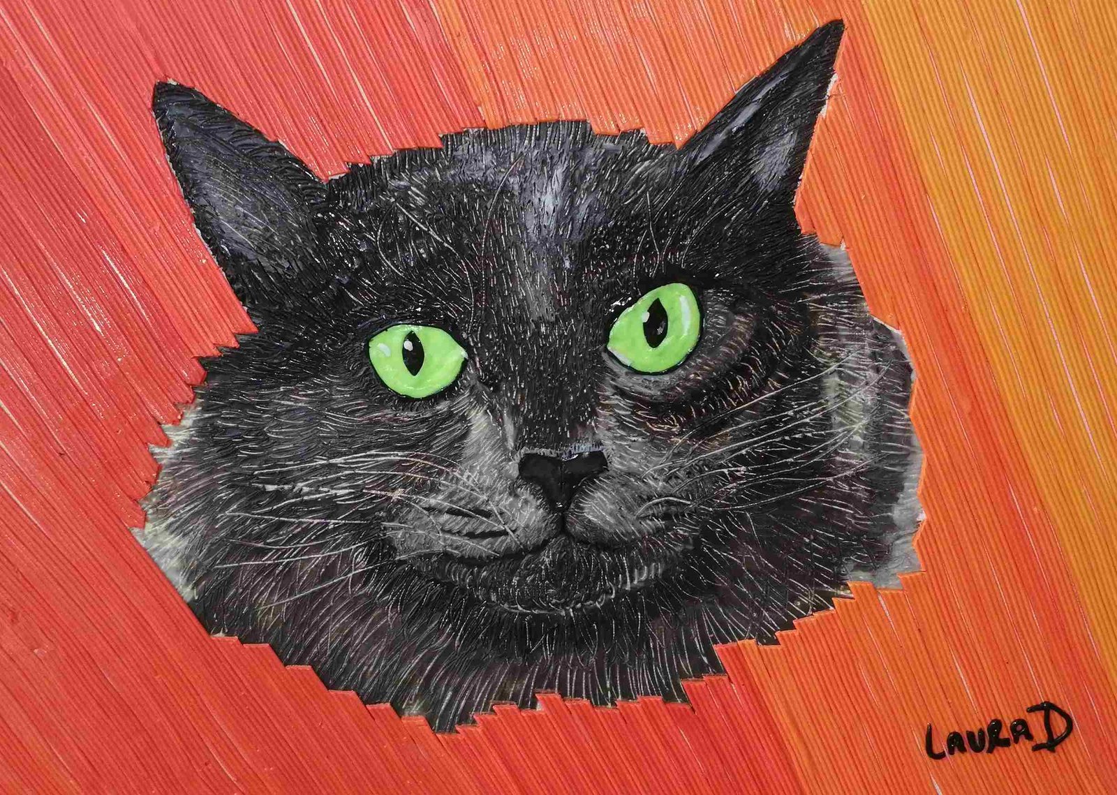 Retrato de gato en plastilina