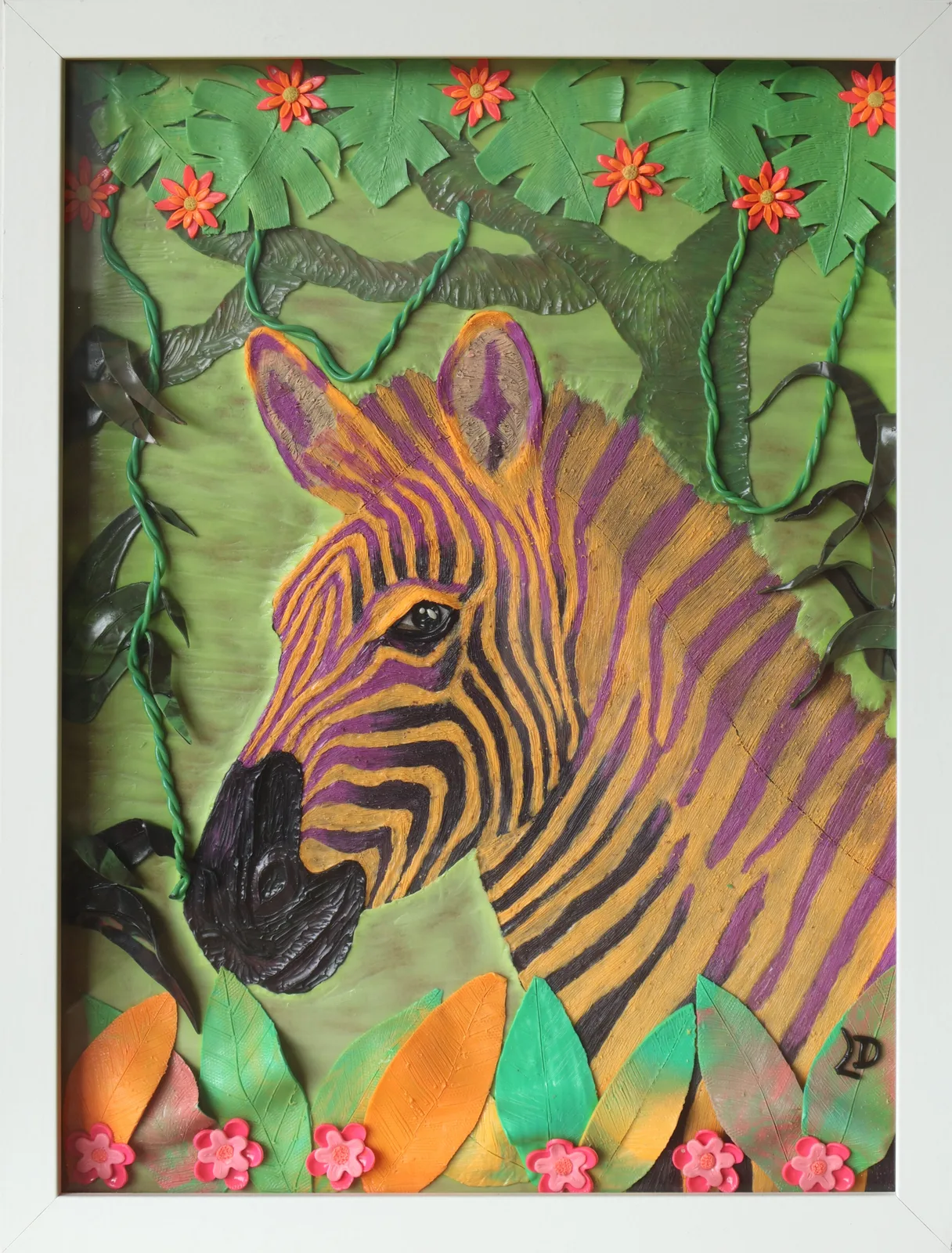 Cebra, obra original en plastilina en relieve de la colección MIRADAS, de Laura Dionisio