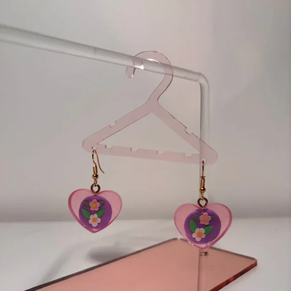 Aretes corazón flores - Imagen 2