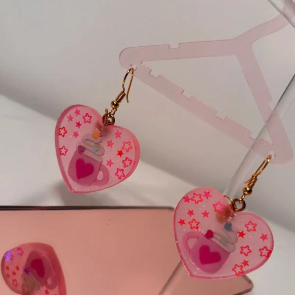 Aretes corazón taza de café - Imagen 2