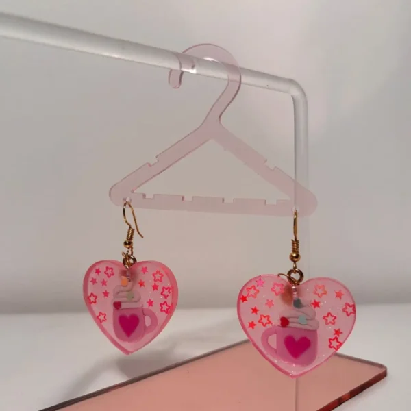 Aretes corazón taza de café